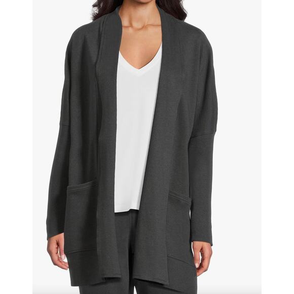 PACT organic cotton dark gray airplane cardigan open front lounge Xsmall Small - Picture 2 of 3